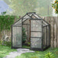 Greenhouse Garden, Green House, Outdoor Greenhouse Kit, PC Board with Sliding Door, 6.2' x 4.3' x 6.6', Grey
