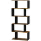 5-Tier Bookshelf, Geometric S-Shaped Bookcase, Tall Narrow Display Shelf for Living Room, Study Room, Rustic Brown