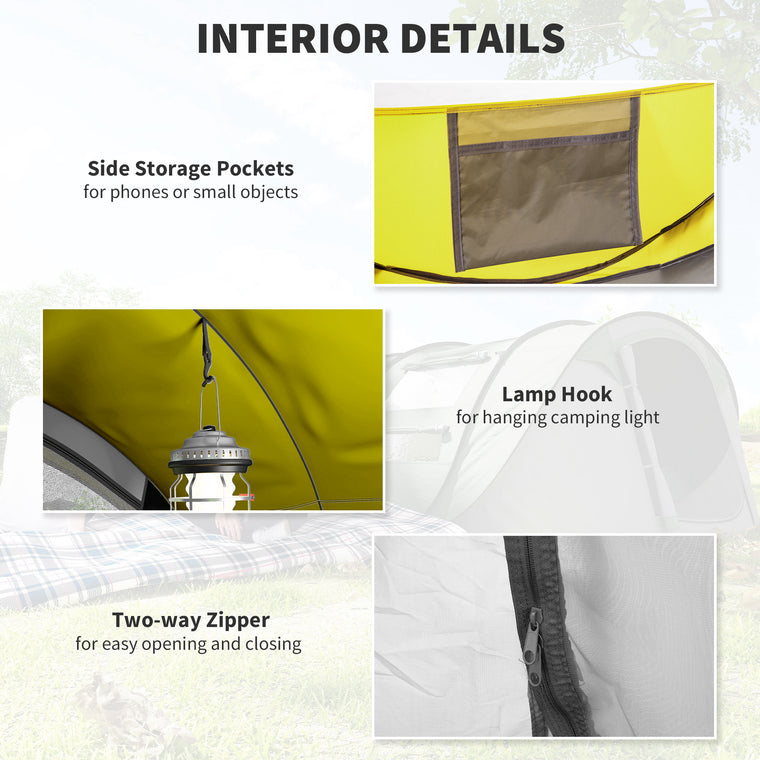 Yellow 4-Person Pop-Up Camping Tent with Carry Bag