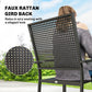 Stackable Patio Chairs Set of 2, Outdoor Dining Chairs with Faux Wicker Steel Mesh Back, Slatted Seat, Armrests, Black