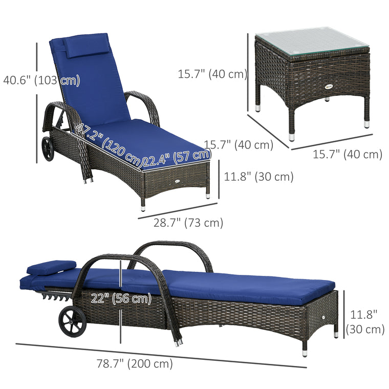 Wicker Rattan Lounge Set with Tempered Glass Table