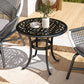 Ф23.6" Round Outdoor Side Table, Cast Aluminum Frame Patio Coffee Side Desk for Patio, Garden, Balcony, Black