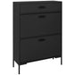 Modern Shoe Cabinet Storage 12 Pair Shoe Organizer with 2 Flip Doors Drawer and Adjustable Shelf Black