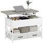 Modern Coffee Table, Lift Top Center Table with Fabric Drawers and Hidden Storage for Living Room, Cement Grey