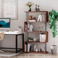 5-Tiers Geometric Wooden Bookcase S-Shaped Storage Bookshelf Display with Metal Frame for Living Room, Bedroom, Home Office, Walnut
