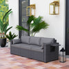 3 Seater Wicker Patio Sofa with Side Trays, Outdoor Couch with 6
