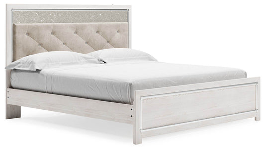 Altyra - White - King Panel Bed With Upholstered Headboard - Forward Furniture