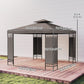 10 x 10 FT Canopy Gazebo, Double Roof Patio Gazebo with Screen Panels and Metal Frame for Deck, Backyard, Khaki
