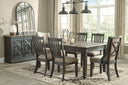 8 Pc. Table, 4 Side Chairs, 2 Upholstered Side Chairs, Server
