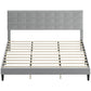 King Size Bed Frame with Upholstered Headboard, Modern Platform Bed Frame with Wood Slats, 1100 lbs Capacity, Grey