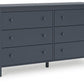 Simmenfort - Navy Blue - Six Drawer Dresser