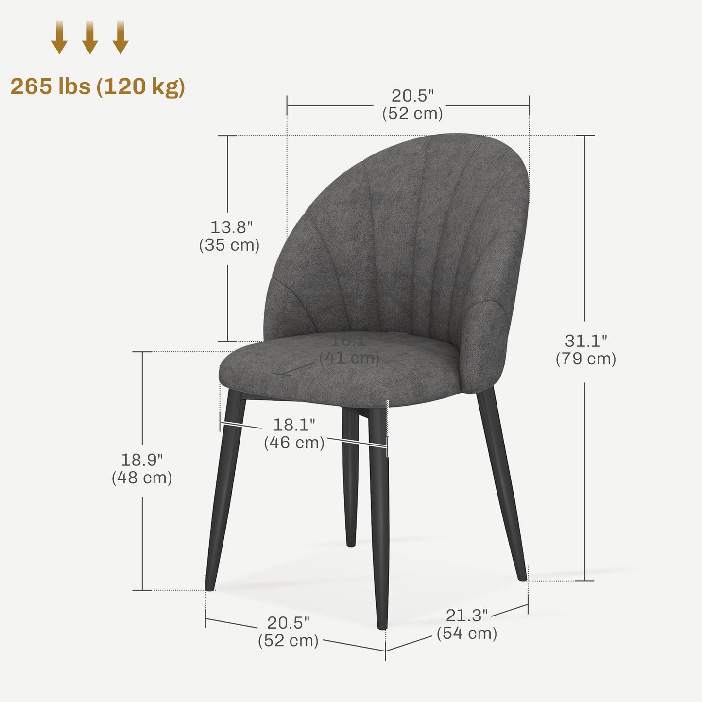 Upholstered Dining Chairs Set of 4 - Dark Grey