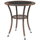 Outdoor Rattan Dining Table, Patio Wicker Round Coffee Table with 2-Tier Storage Shelf, Brown