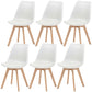 Modern Dining Table Chairs Set of 6, Rubber Wood Kitchen Table Chairs with PU Leather Cushion for Living Room, Bedroom