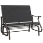 Garden Double Gliding Chair, Patio Glider Armchair for Outdoor, Backyard Mesh Seat and Backrest, Steel Frame Black