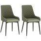 Upholstered Kitchen Chairs, Modern Dining Chairs Set of 2 with Diamond Tufting and Steel Legs for Dining Room, Green
