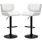 Swivel Bar Stools Set of 2, Adjustable PU Leather - White