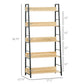 Modern Bookshelf Storage with 5-Tier Wide Shelving, Metal Frame, Wooden Bookcase for Living Room Library Home Furniture, Oak