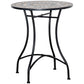 Mosaic Patio Table, Round Coffee Table with Metal Frame, Garden Furniture for Outdoor, Poolside, Green