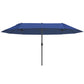 15ft Double-sided Patio Umbrella with Twin Canopy, Extra Large Outdoor Parasol with Crank for Pool, Deck, Market, Blue