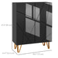 Narrow Shoe Storage Cabinet with Soft-Close Hinges and Adjustable Shelves for 15-20 Pairs of Shoes, High Gloss Black