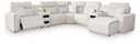 7 Pc. Power Reclining Sectional With RAF Press Back Power Chaise And Audio Consoles