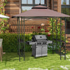 8' x 5' Grill Gazebo Double Tiered Tent Pavilion Grill Canopy Garden Sun Shade with 2-Tires Shelf