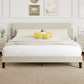 King Platform Bed Frame with Adjustable Headboard - Light Grey