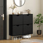 Shoe Storage Cabinet with 4 Flip Drawers and Adjustable Shelf, Shoe Cabinet for 8-16 Pairs of Shoes, Black