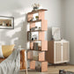 76" 6-Tier Geometric Wooden Bookcase S Shaped Storage Display Bookshelf Modern shelf Open Concept Living Room Home Office Furniture, Maple