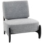 Accent Chair with Rubber Wood Frame, Wide Seat, Modern Chenille Bedroom Chair with Thick Cushion, Grey