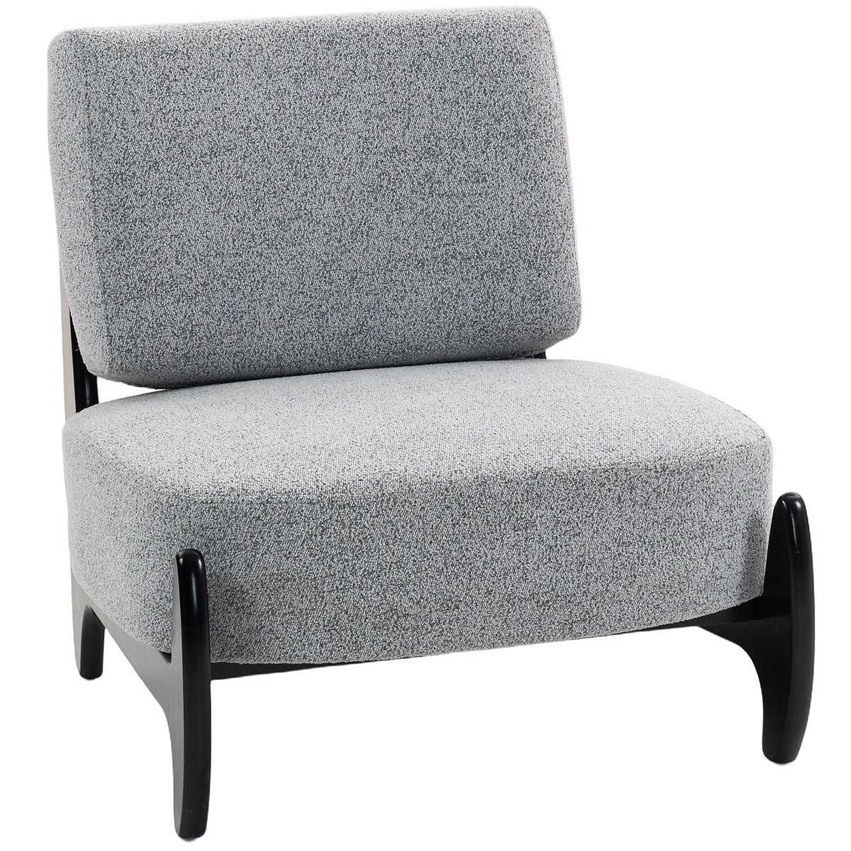 Accent Chair with Rubber Wood Frame, Wide Seat, Modern Chenille Bedroom Chair with Thick Cushion, Grey