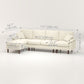 L-Shape Sofa, Modern Sectional Couch with Changeable Chaise Lounge, Pillows and Wooden Legs for Living Room, Cream White