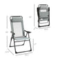 Set of 4 Camping Chairs, Outdoor Folding Lounge Chair Set with 5 Level Adjustable Backrest, Removable Headrest, Armrest for Camping, Backyard, Grey