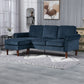 L Shape Sofa, Modern Sectional Couch with Changeable Chaise Lounge, Wooden Legs, Corner Sofa for Living Room, Dark Blue