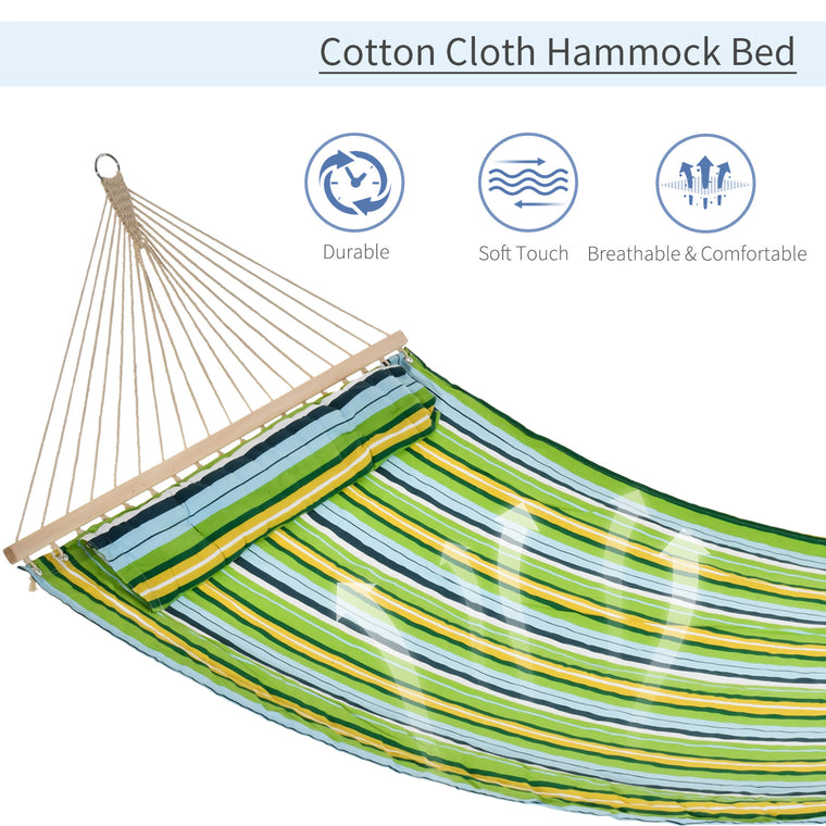 83" Double Outdoor Hammock Bed with Pillow - White Stripe