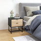 Bedside Table with 2 Drawers and Steel Frame - Black and Oak