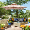 10x10ft Wood Square Patio Umbrella Garden Market Parasol Sunshade Canopy with 2 Pulley Pagoda Style, Khaki