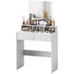 Makeup Vanity Desk with Mirror, for Bedroom, Modern Dressing Table with Drawers, Compartments, White