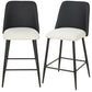 Bar Stools Set of 2, 26" Counter Height Bar Stools with PU Backrest, Linen-look Fabric Seat, Black