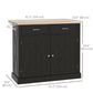 Kitchen Island with Drop Leaf and 2 Drawers - Black