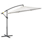 9.7ft Offset Patio UmbrellaCantilever Parasol with Crank Handle, 8 Ribs and Cross Base for Outdoor, Sun Shade, Cream