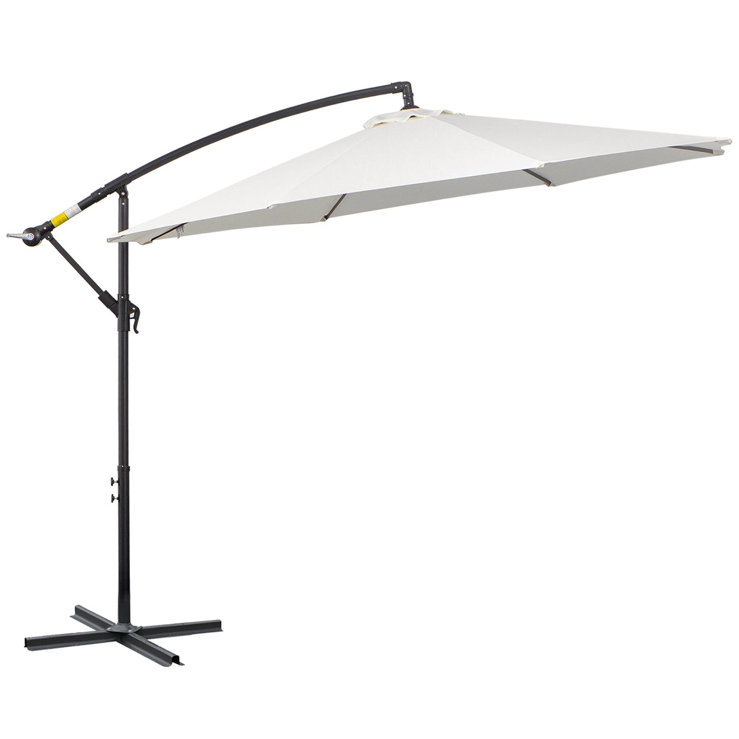 9.7ft Offset Patio UmbrellaCantilever Parasol with Crank Handle, 8 Ribs and Cross Base for Outdoor, Sun Shade, Cream