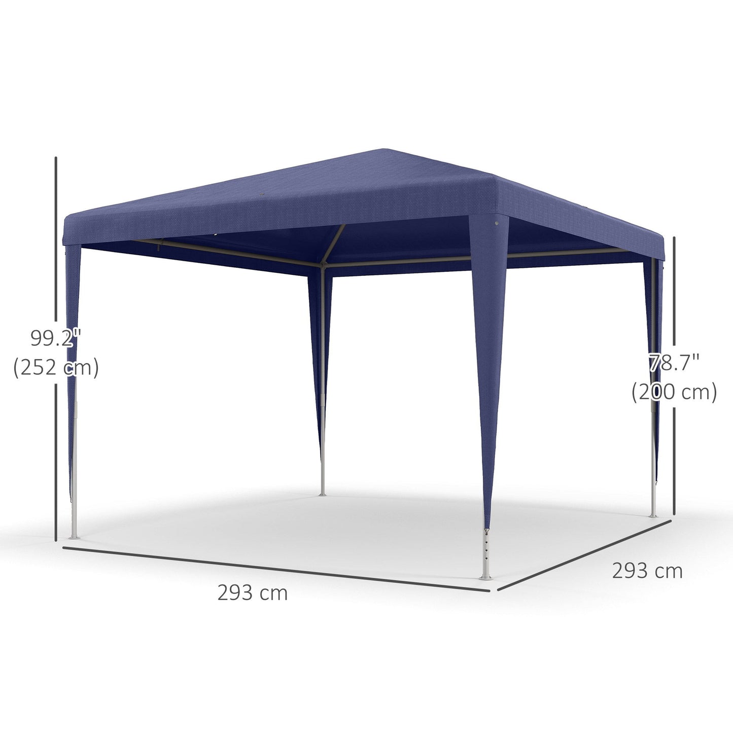 10x10ft Party Tent Portable Gazebo, Folding Garden Canopy Event Shelter Outdoor Sunshade Dark Blue