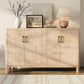 Farmhouse Storage Cabinet with Wood Veneer and Solid Pine Legs, Rustic Accent Sideboard for Entryways, 59" L x 18" W x 36" H, Natural