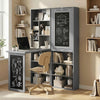 Fold-out Convertible Office Desk, Wall Mount Computer Desk with Blackboard and Side Shelf, Charcoal Grey