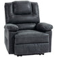 PU Leather Manual Recliner with Footrest - Black