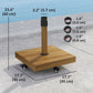 57 lbs Metal Square Patio Umbrella Base Holder, Outdoor Umbrella Stand with Wheels, Heavy Duty Patio Umbrella Stand Base for Garden, Poolside, Nature Wood