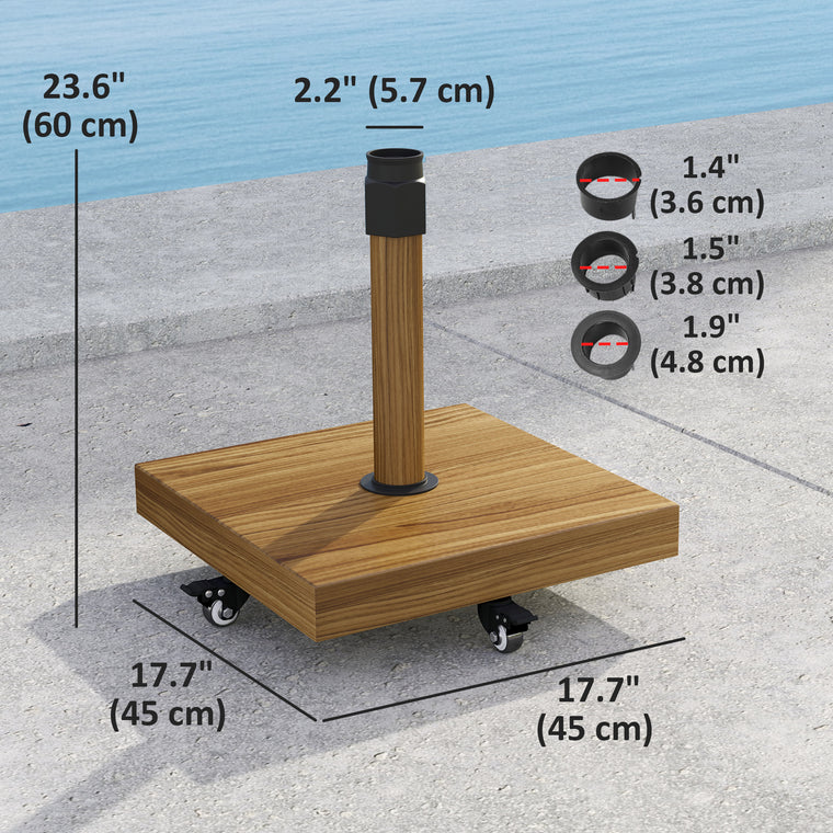 57 lb Nature Wood Metal Square Umbrella Base with Wheels