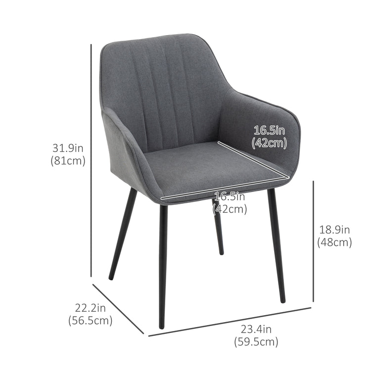 Set of 2 Upholstered Linen Dining Chairs